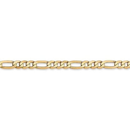 14K Yellow Gold 4mm Flat Figaro Bracelet Anklet Choker Necklace Pendant Chain