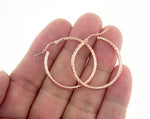 Load image into Gallery viewer, 14K Rose Gold 30mm x 2mm Diamond Cut Round Hoop Earrings
