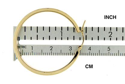10k yellow gold classic square tube round hoop earrings 35mm x 4mm