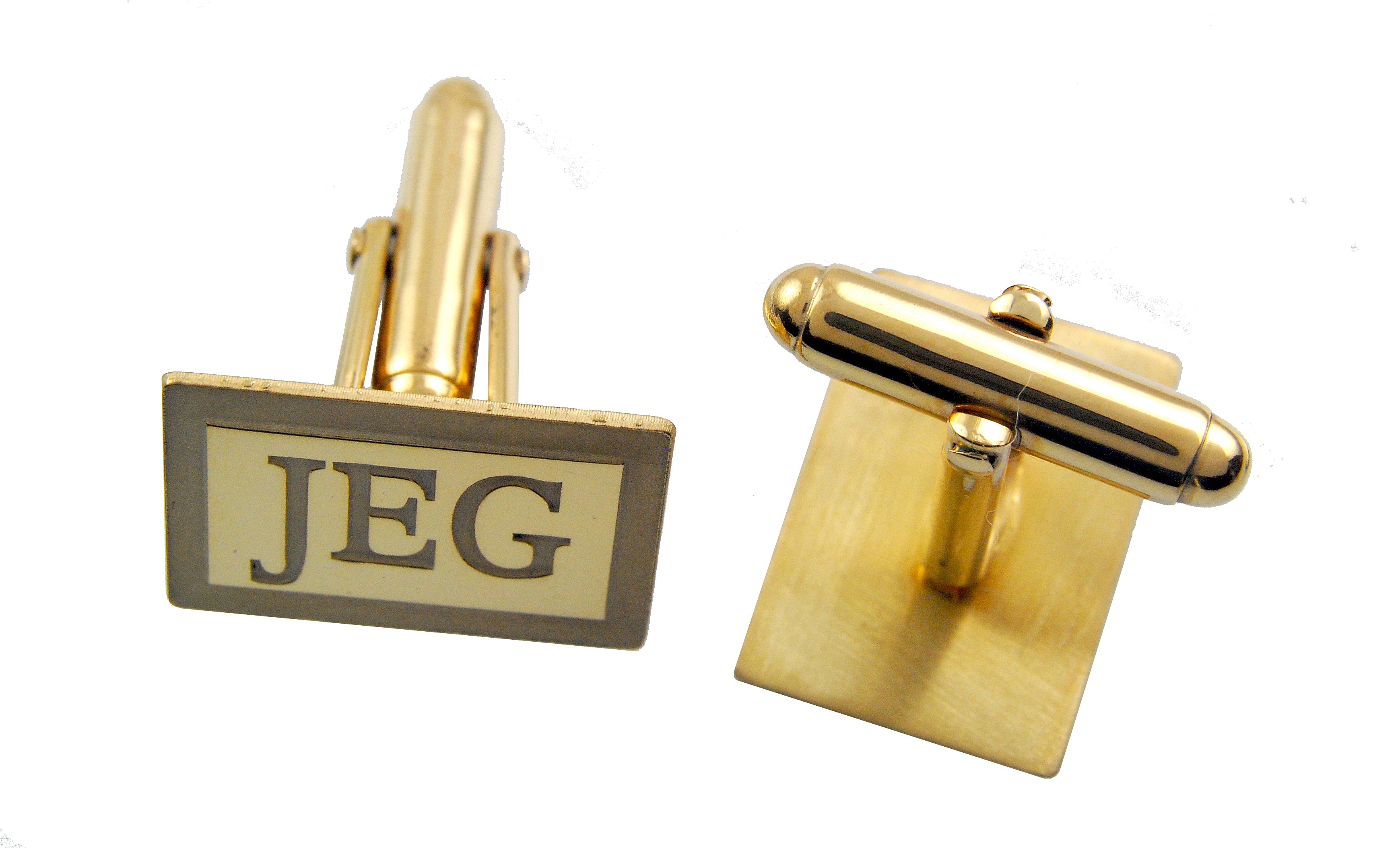 14k Yellow 14k White Gold Sterling Silver Rectangle Cufflinks Cuff Links Personalized Monogram