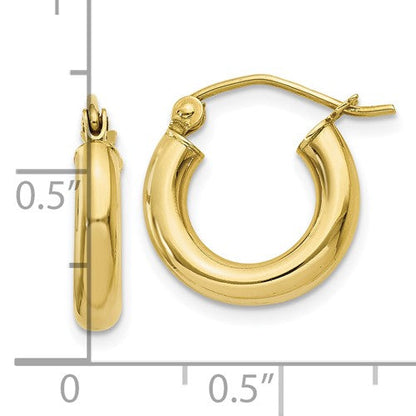 10k yellow gold classic round hoop earrings 14mm x 3mm