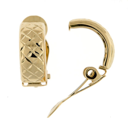 14k yellow gold non pierced clip on j hoop earrings