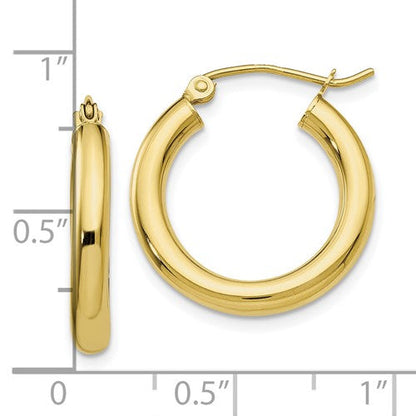 10k yellow gold classic round hoop earrings 19mm x 3mm