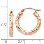 이미지를 갤러리 뷰어에 로드 , 14K Rose Gold Diamond Cut Textured Classic Round Hoop Earrings 20mm x 3mm
