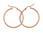Load image into Gallery viewer, 14K Rose Gold 30mm x 2mm Diamond Cut Round Hoop Earrings
