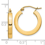 이미지를 갤러리 뷰어에 로드 , 10k Yellow Gold Classic Square Tube Round Hoop Earrings 19mm x 3mm
