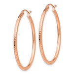 Load image into Gallery viewer, 10k Rose Gold Diamond Cut Round Hoop Earrings 35mm x 2mm
