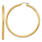 Carregar imagem no visualizador da galeria, 10K Yellow Gold Satin Diamond Cut Round Hoop Earrings 56mm x 3mm

