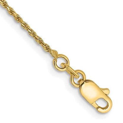 14K Yellow Gold 1.15mm Diamond Cut Rope Bracelet Anklet Choker Necklace Pendant Chain