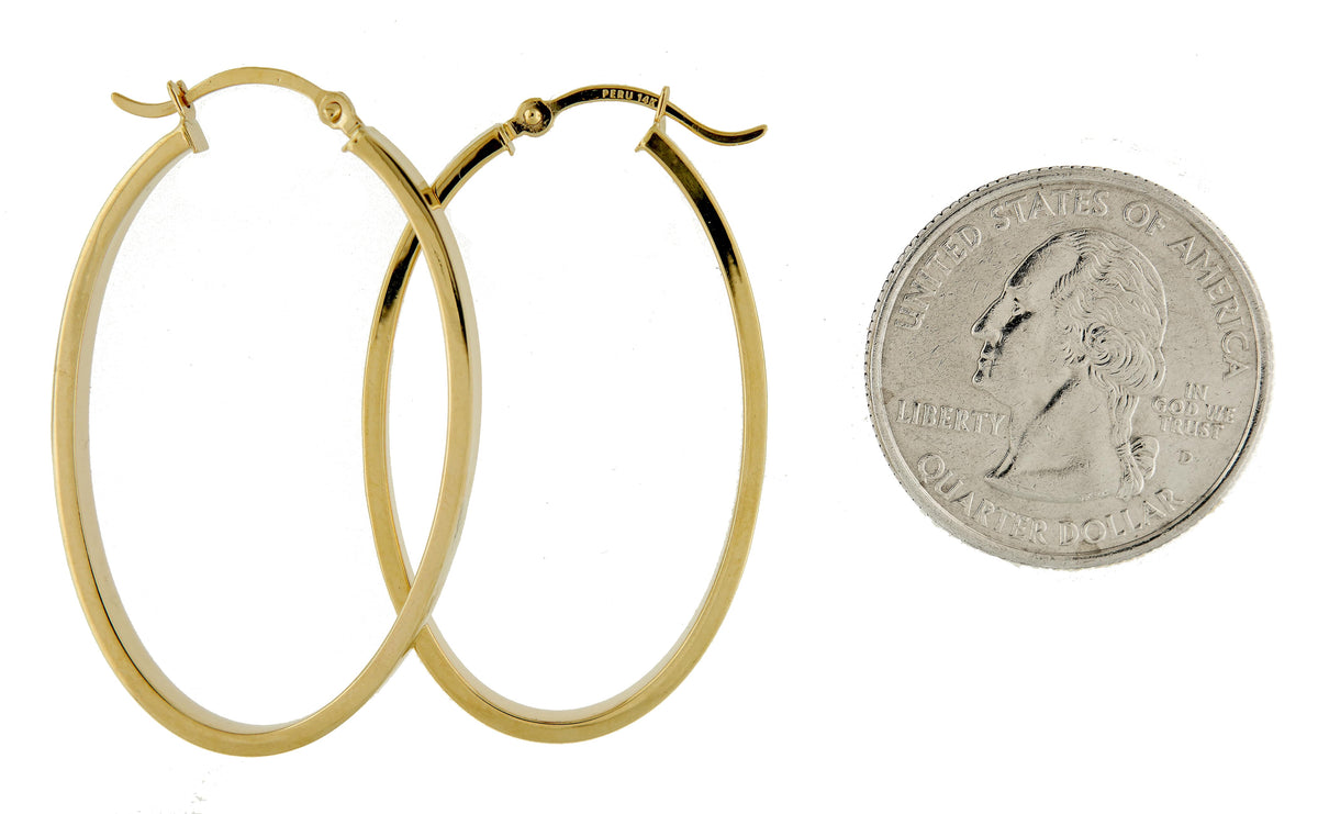 14k yellow gold classic large oval hoop earrings 40mm x 23mm x 3mm