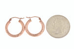 Ladda upp bild till gallerivisning, 14K Rose Gold Diamond Cut Textured Classic Round Hoop Earrings 20mm x 3mm
