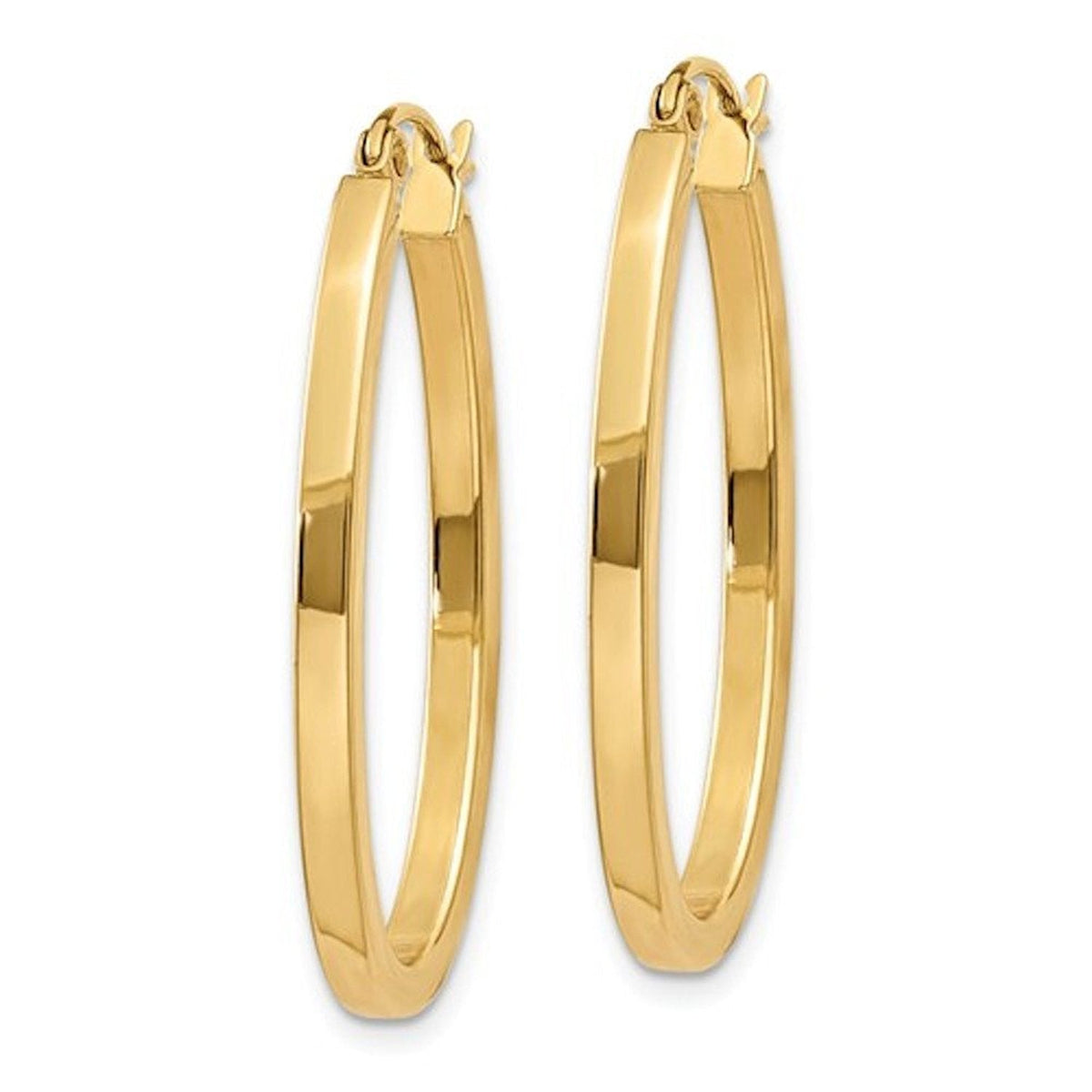 14K Yellow Gold 30mm x 18.5mm x 2mm Classic Oval Hoop Earrings