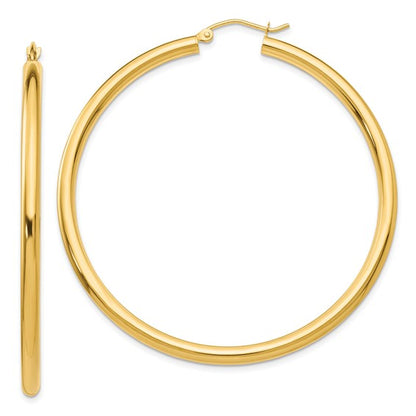 10k yellow gold classic round hoop earrings 55mm x 3mm
