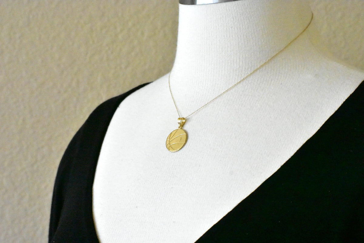 14k 10k gold sterling silver basketball personalized engraved pendant