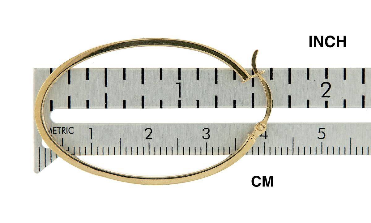 14k yellow gold classic large oval hoop earrings 40mm x 23mm x 3mm
