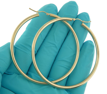 14k yellow gold classic round large hoop earrings 58mm x 3mm