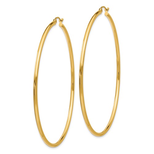 10k yellow gold classic round hoop click top earrings 68mm x 2mm