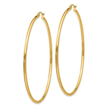 10k yellow gold classic round hoop click top earrings 68mm x 2mm
