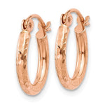 Load image into Gallery viewer, 14K Rose Gold Diamond Cut Textured Classic Round Hoop Earrings 13mm x 2mm

