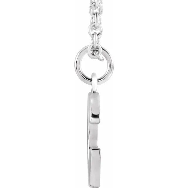 14k White Gold Letter C Initial Block Pendant Necklace