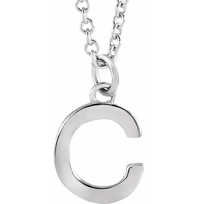 14k White Gold Letter C Initial Block Pendant Necklace
