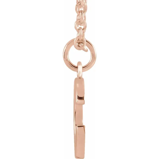 14k Rose Gold Letter C Initial Block Pendant Necklace