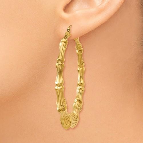 14k yellow gold bamboo hoop earrings 53mm