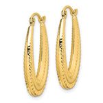 Lataa kuva Galleria-katseluun, 10K Yellow Gold Shrimp Oval Twisted Classic Textured Hoop Earrings 25mm x 17mm
