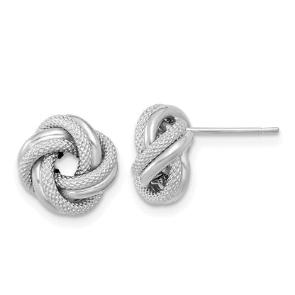 14k white gold 9mm classic love knot earrings post stud earrings
