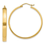 Загрузить изображение в средство просмотра галереи, 10k Yellow Gold Classic Square Tube Round Hoop Earrings 35mm x 4mm
