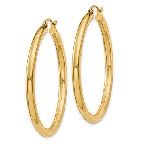 10K Yellow Gold Classic Round Hoop Earrings 41mm x 3mm