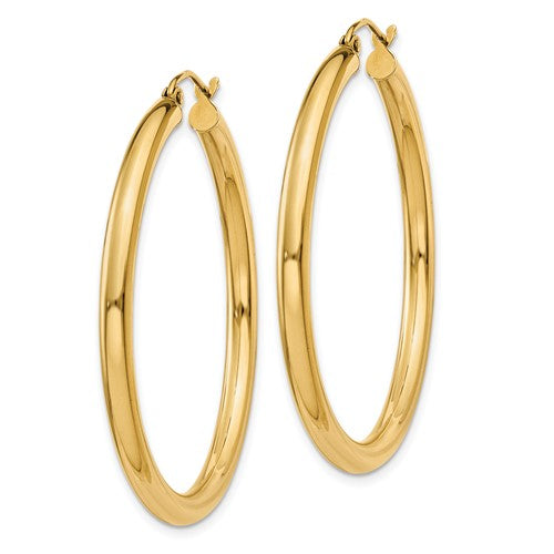 10k yellow gold classic round hoop earrings 41mm x 3mm