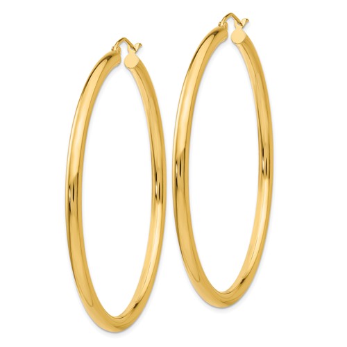 10k yellow gold classic round hoop earrings 55mm x 3mm