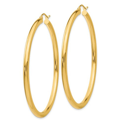 10k yellow gold classic round hoop earrings 55mm x 3mm