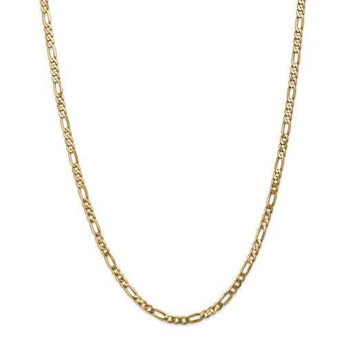 14K Yellow Gold 4mm Flat Figaro Bracelet Anklet Choker Necklace Pendant Chain