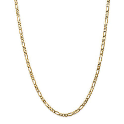 14K Yellow Gold 4mm Flat Figaro Bracelet Anklet Choker Necklace Pendant Chain