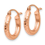 Załaduj obraz do przeglądarki galerii, 14K Rose Gold Diamond Cut Textured Classic Round Hoop Earrings 15mm x 3mm
