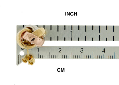 14k gold tri color 14mm love knot post earrings