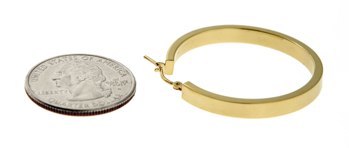 10k yellow gold classic square tube round hoop earrings 35mm x 4mm