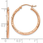 Load image into Gallery viewer, 10k Rose Gold Diamond Cut Round Hoop Earrings 25mm x 2mm
