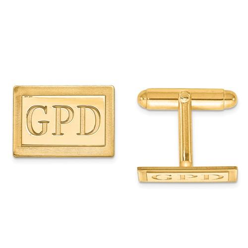 14k yellow 14k white gold sterling silver rectangle cufflinks cuff links personalized monogram