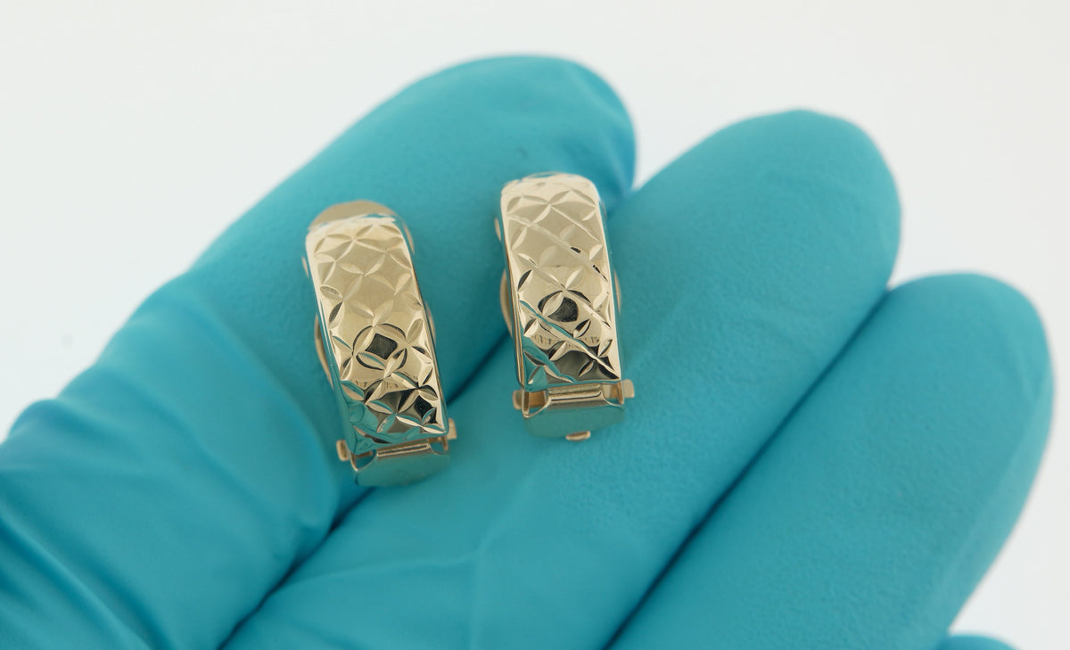 14k yellow gold non pierced clip on j hoop earrings