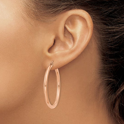 14k rose gold classic round hoop earrings 40mm x 3mm