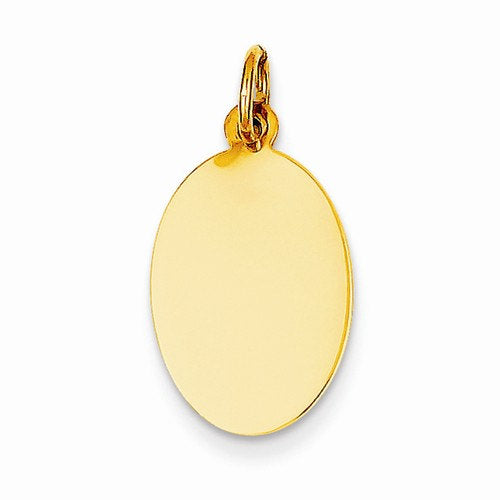 14k yellow gold oval disc pendant charm personalized engraved initial letter monogram