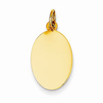 Charger l&#39;image dans la galerie, 14K Yellow Gold Oval Disc Pendant Charm Personalized Engraved Initial Letter Monogram
