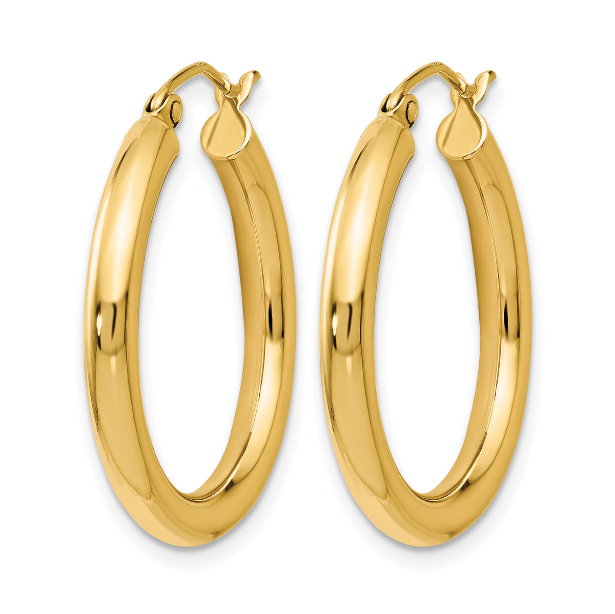 14K Yellow Gold 25mm x 3mm Round Hoop Earrings