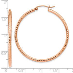 Lataa kuva Galleria-katseluun, 10k Rose Gold Diamond Cut Round Hoop Earrings 40mm x 2mm
