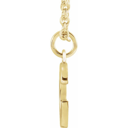 14k Yellow Gold Letter C Initial Block Pendant Necklace