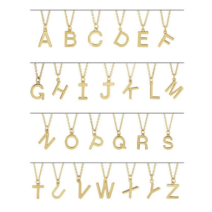 14K Gold Letter Initials Pendant Charm Necklace 