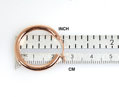 14k rose gold classic round hoop earrings 25mm x 3mm